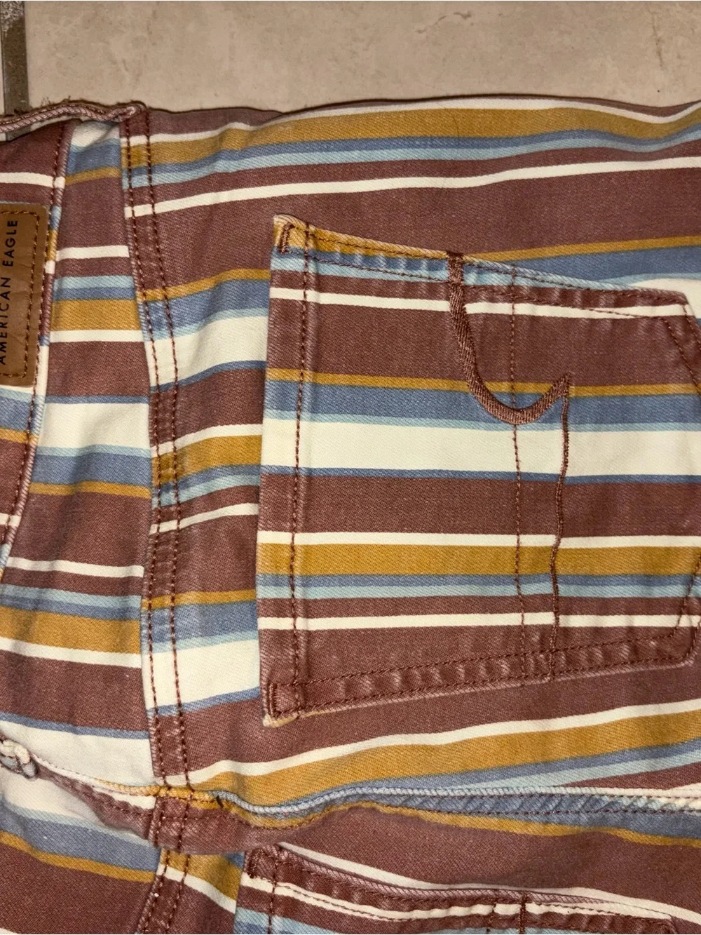 American Eagle Outfitters Brown, Blue & Mustard Striped Jeans - Picture 5 of 6